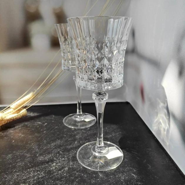 Pahare cristal cu picior înalt set 2 bucăți